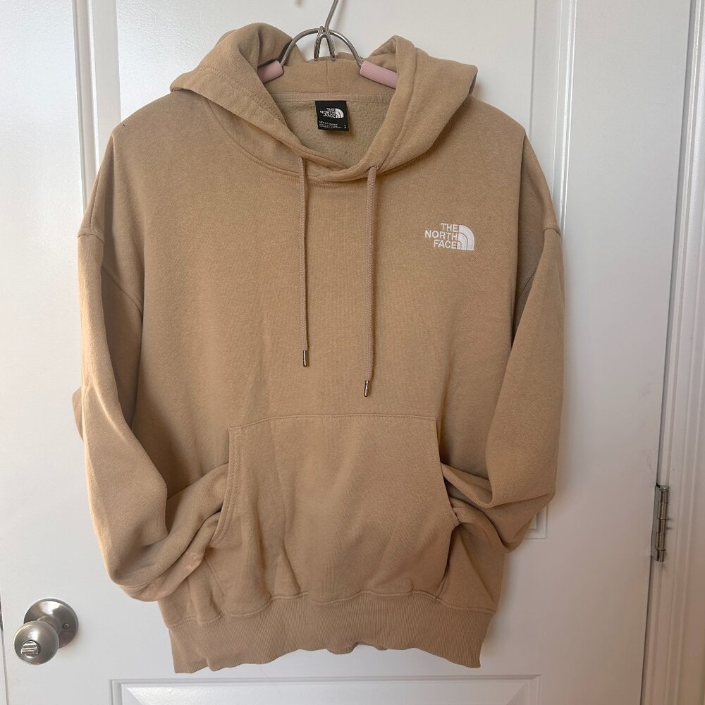 Men’s North Face Pullover Hoodie Sweatshirt Front Pockets Sz Small Light Tan